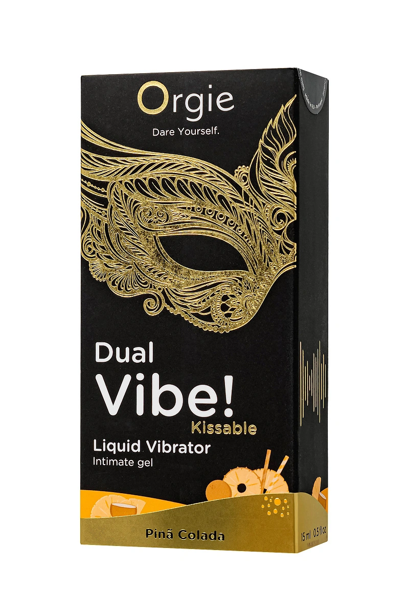 Съедобный гель с эффектом вибрации Orgie DUAL VIBE! - KISSABLE, со вкусом пина колада, 15 мл