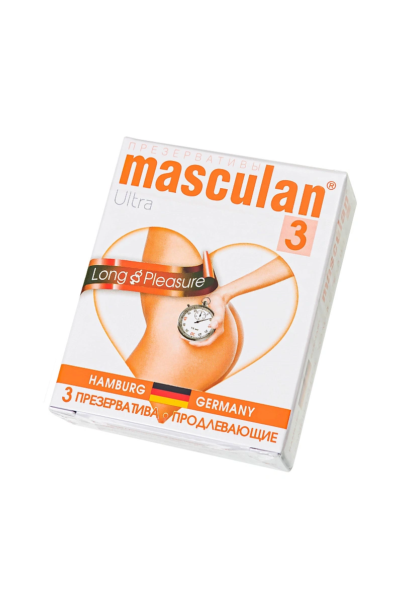 Презервативы Masculan, ultra 3, продлевающие, 19 см, 5,3 см, 3 шт.