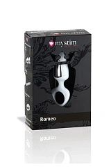 Анальная пробка Mystim Romeo, электростимуляция, пластик, белый, 8,5 см, Ø 3,5 см