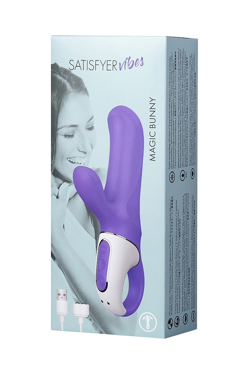 Нереалистичный вибратор Satisfyer Vibes Magic Bunny, силикон, фиолетовый, 17,7 см.