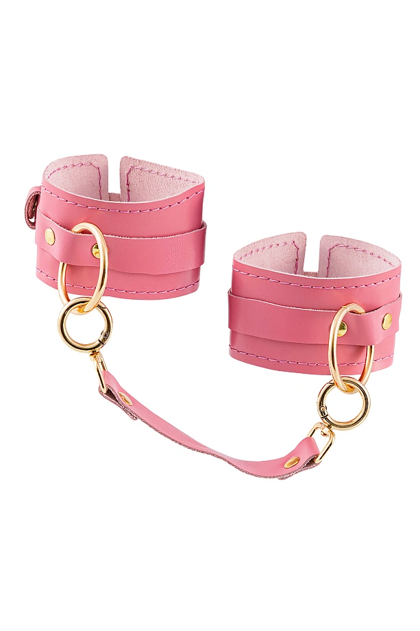 Оковы Pecado BDSM, прямоугольные, однослойные, натуральная кожа, розовый