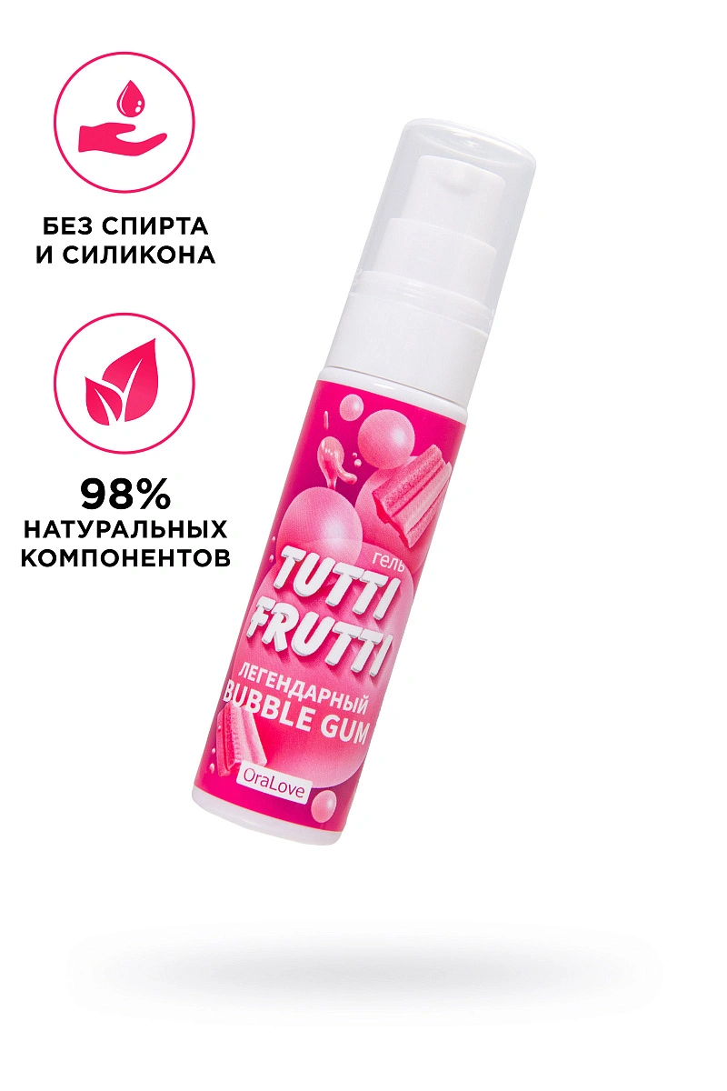 Съедобная гель-смазка TUTTI-FRUTTI для орального секса со вкусом BUBBLE GUM, 30 гр