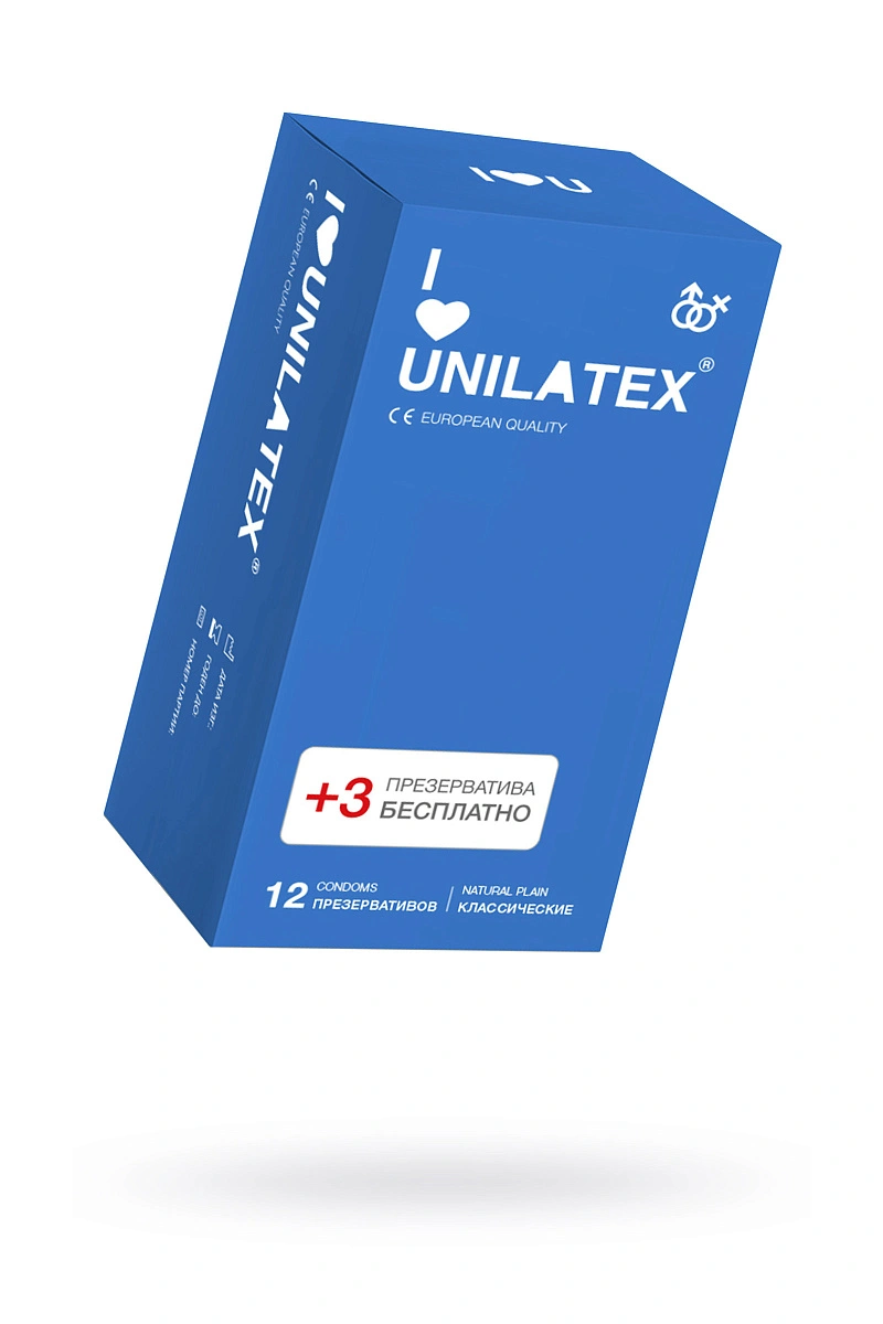 Презервативы Unilatex, natural plain, гладкие, классические, 19 см, 5,4 см, 15 шт.