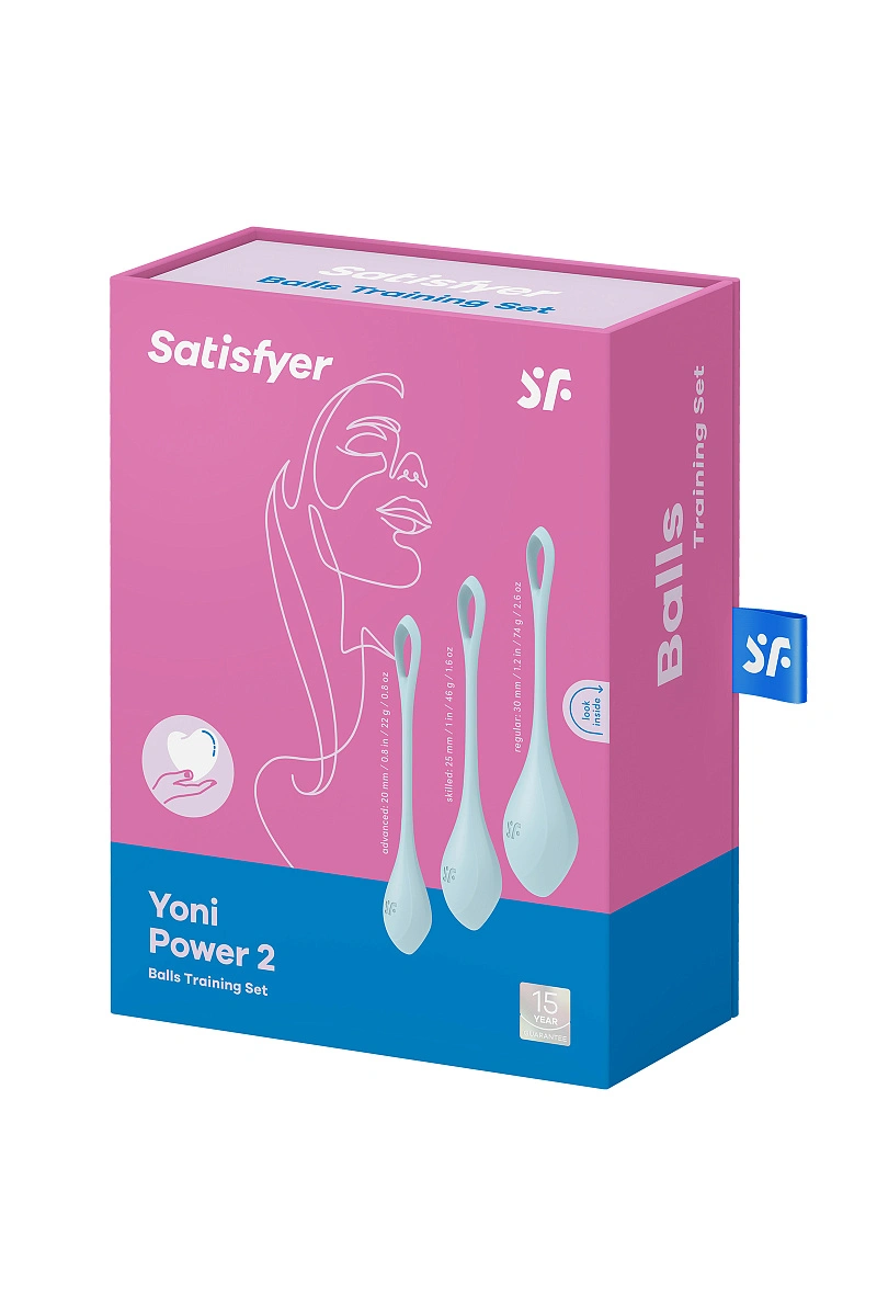 Набор вагинальных шариков Satisfyer YONI Power 2, силикон, голубой