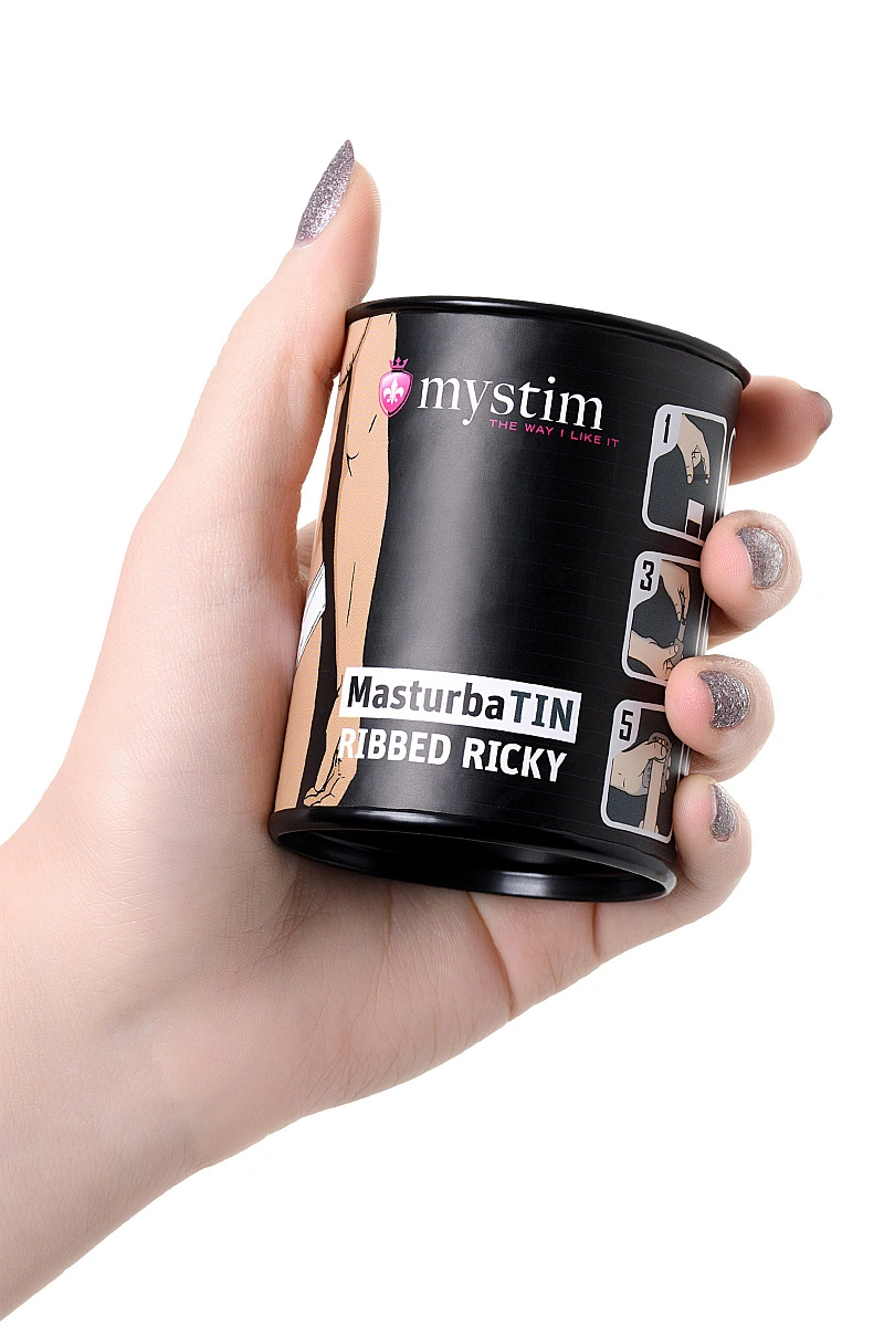 Мастурбатор MasturbaTIN Ribbed Ricky, TPE, белый,4.5 см