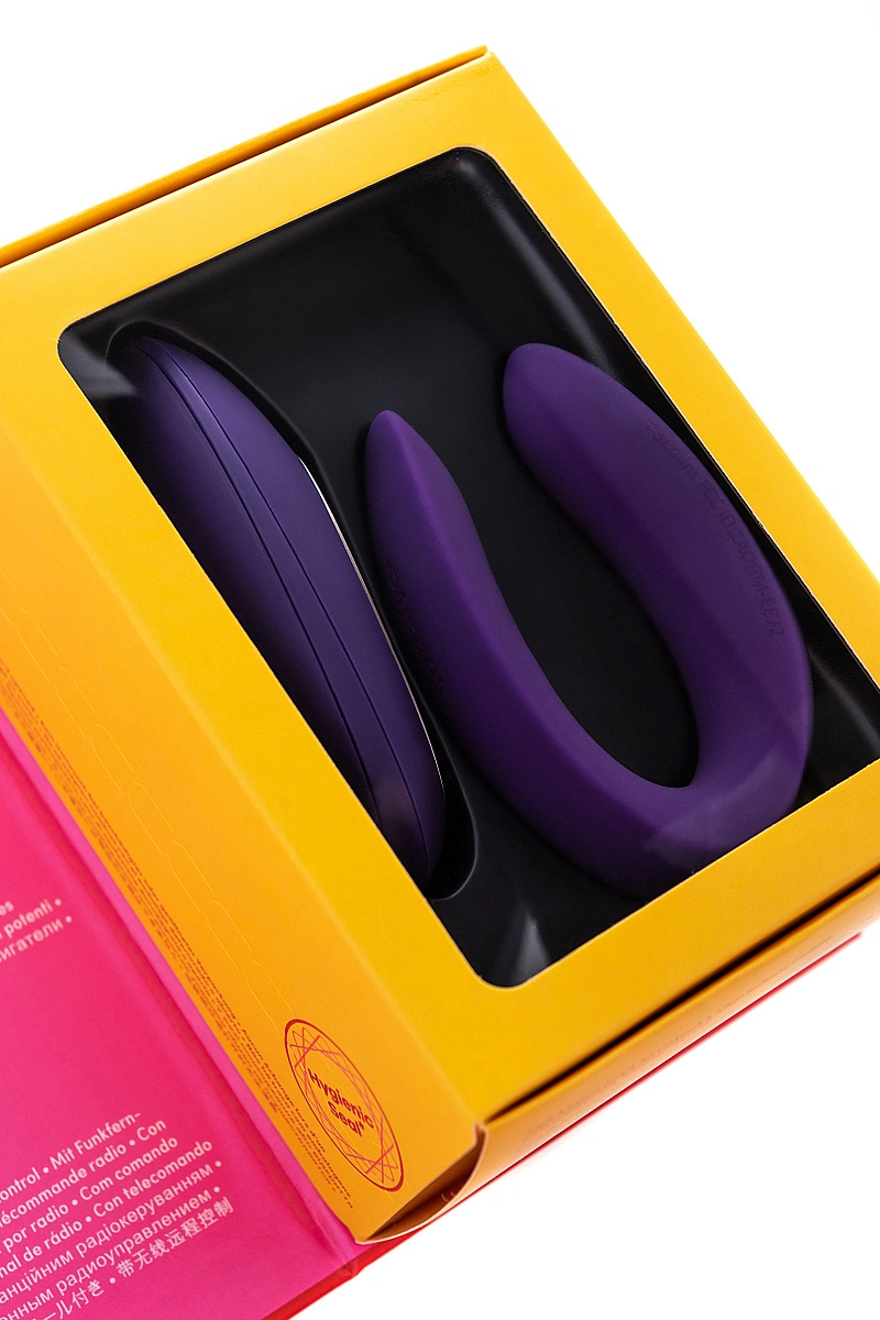 Вибромассажер для пар Satisfyer Double Plus Remote с пультом ДУ, силикон, фиолетовый, 18 см