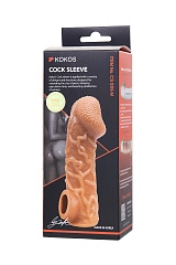 Насадка реалистичная KOKOS COCK SLEEVE 006-M с дополнительной стимуляцией, TPE, телесная, 15.6 см