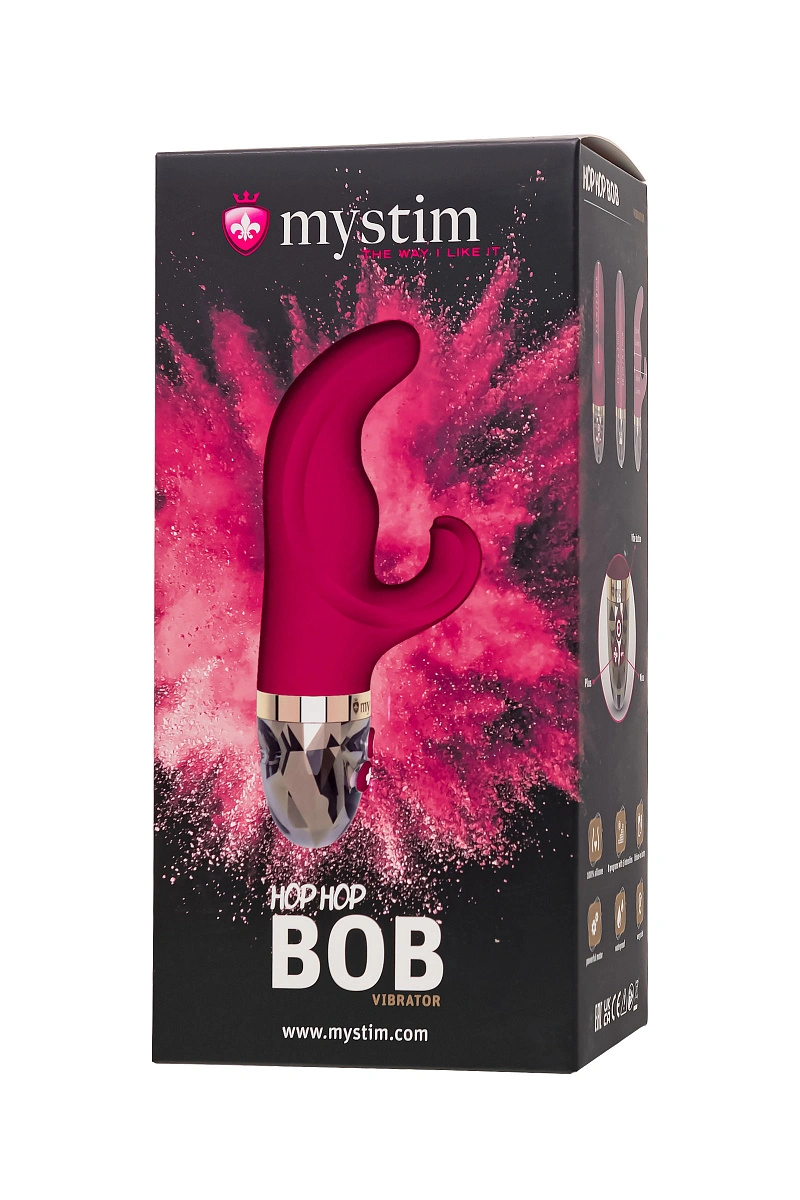 Вибратор Mystim Hop Hop Bob силикон, фуксия, 16,5 см