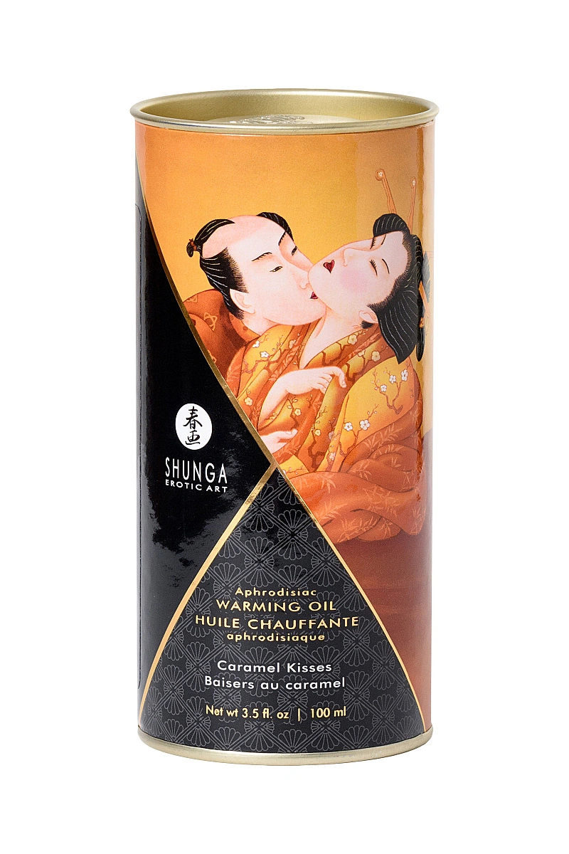 Масло массажное для тела Shunga «Карамельные поцелуи» (Caramel Kisses), разогревающее, 100 мл.