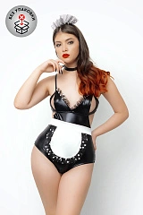 Костюм горничной Erolanta Eleanor (боди, фартук, головной убор, чокер) черно-белый (50-52)