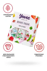 Набор гелей-смазок Yovee для любви вкусовой: малина, мята и увлажняющий алоэ, 3х50 мл