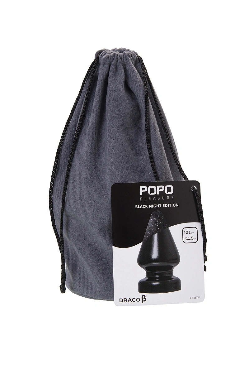 Анальная втулка TOYFA POPO Pleasure Draco β, PVC, черная, 21 см, Ø 11,5 см