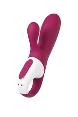 Вибратор с клиторальным стимулятором и подогревом Satisfyer Hot Bunny Connect App, бордовый, 17,5 см