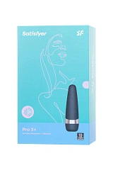 Вакуум-волновой бесконтактный стимулятор клитора Satisfyer PRO 3 Vibration, силикон, черный, 14 см.