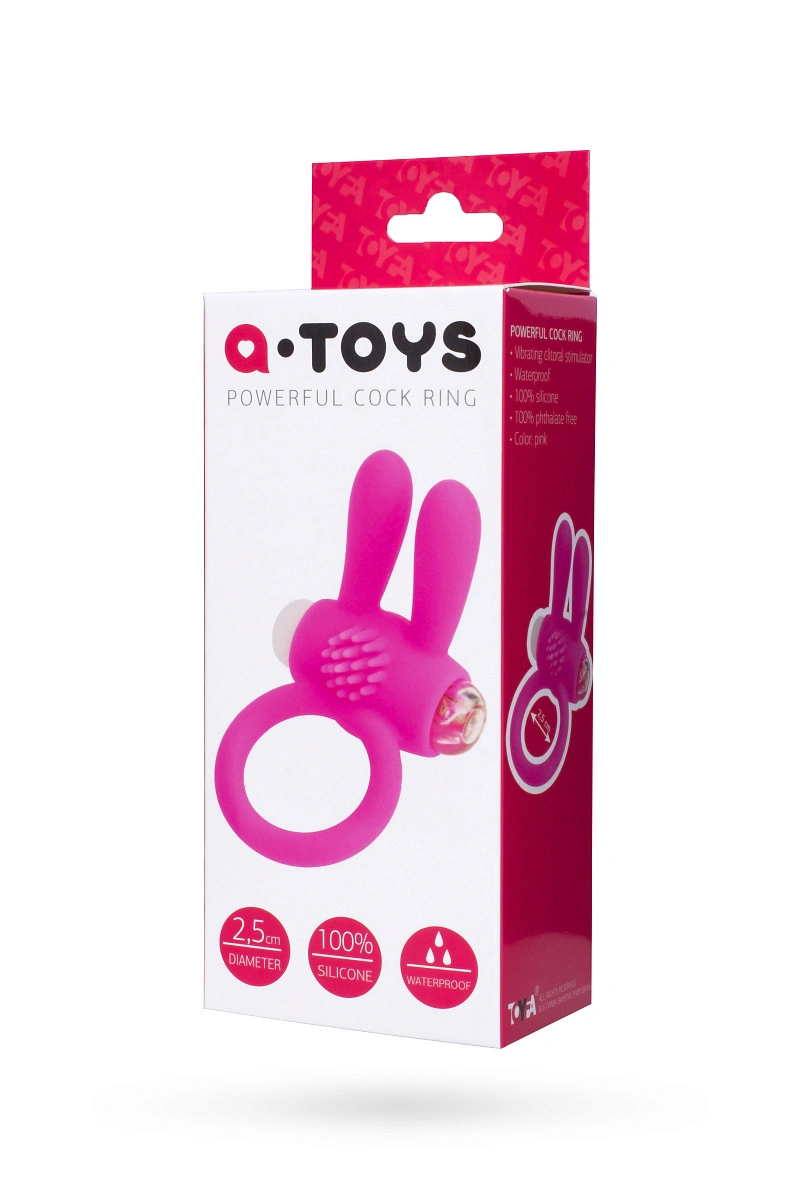 Эрекционное кольцо на член A-Toys by TOYFA Rabbi, силикон, розовый, Ø 2,5 см