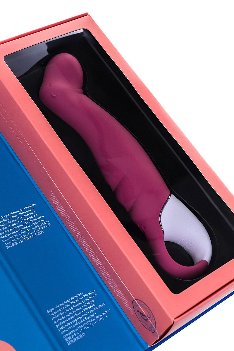 Нереалистичный вибратор Satisfyer Petting Hippo, силикон, малиновый, 22,9 см.