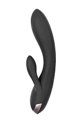 Вибратор с клиторальным стимулятором Satisfyer Double Flex Connect App, черный, силикон, 20 см