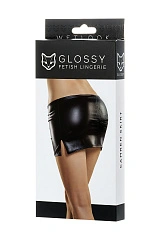 Мини-юбка Glossy CAMREN из материала Wetlook, черный, S