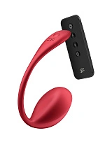 Виброяйцо Satisfyer Shiny Petal Connect App с пультом ДУ, красный, 7,5 см