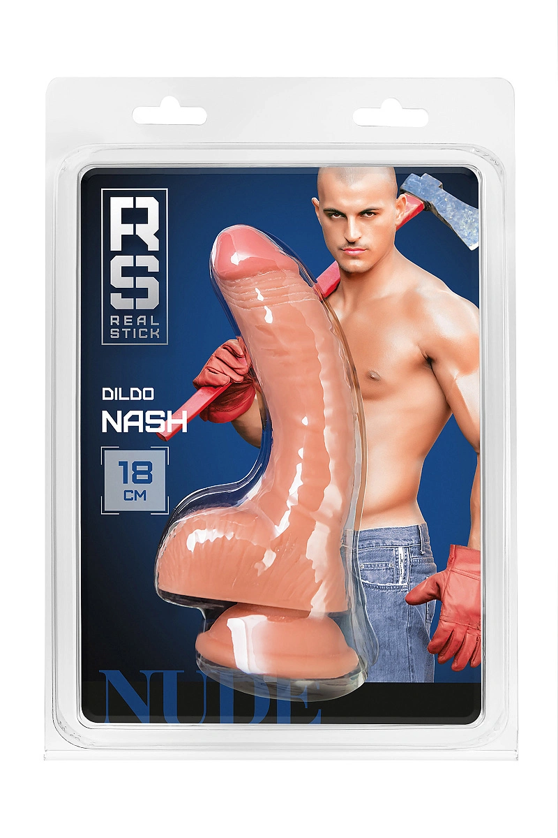 Реалистичный фаллоимитатор RealStick Nude Nash, PVC, телесный, 18 см