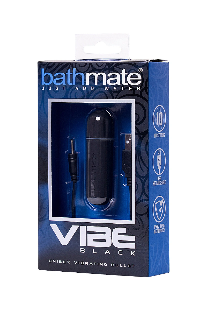 Вибропуля Bathmate Vibe Bullet Black, перезаряжаемая, водонепронецаемая, пластик, черная