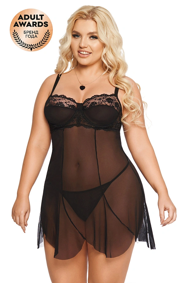 Ночная сорочка и стринги SoftLine Collection Carla, черный