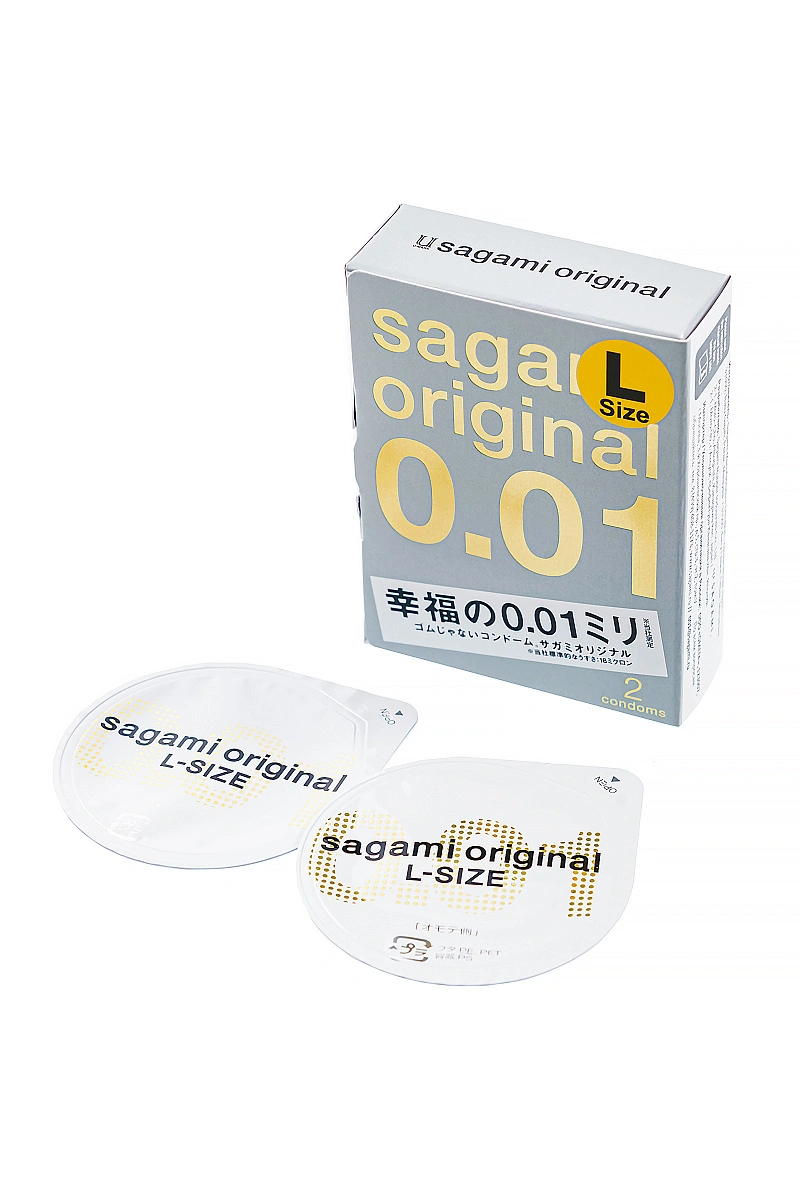 Презервативы Sagami, original 0.01, полиуретан, LARGE, 2 шт.