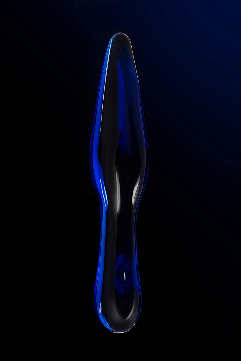 Двусторонний фаллоимитатор Sexus Glass, стекло, синий, 17,5 см