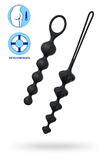 Набор анальных цепочек Satisfyer Love Beads black, силикон, черный, 27 см.