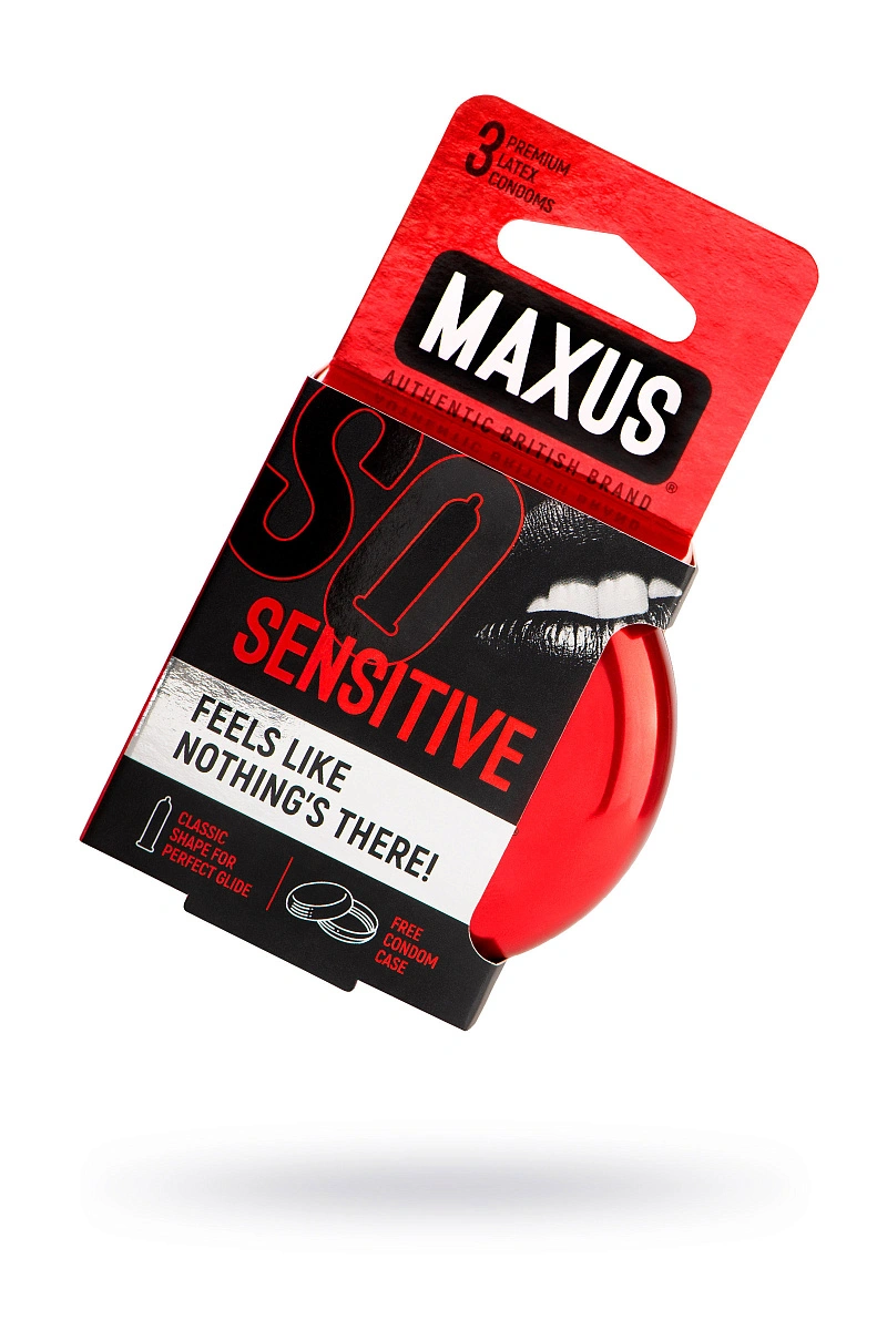 Презервативы Maxus Sensitive, ультратонкие, латекс, железный кейс, 3 шт.