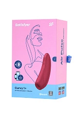 Вакуум-волновой стимулятор с вибрацией Satisfyer Curvy 1 Connect App, силикон, бордовый, 13,4 см