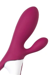 Вибратор с клиторальным стимулятором и подогревом Satisfyer Hot Bunny Connect App, бордовый, 17,5 см