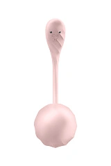 Виброяйцо Satisfyer Ribbed Petal Connect App с пультом ДУ, розовое, 7,8 см