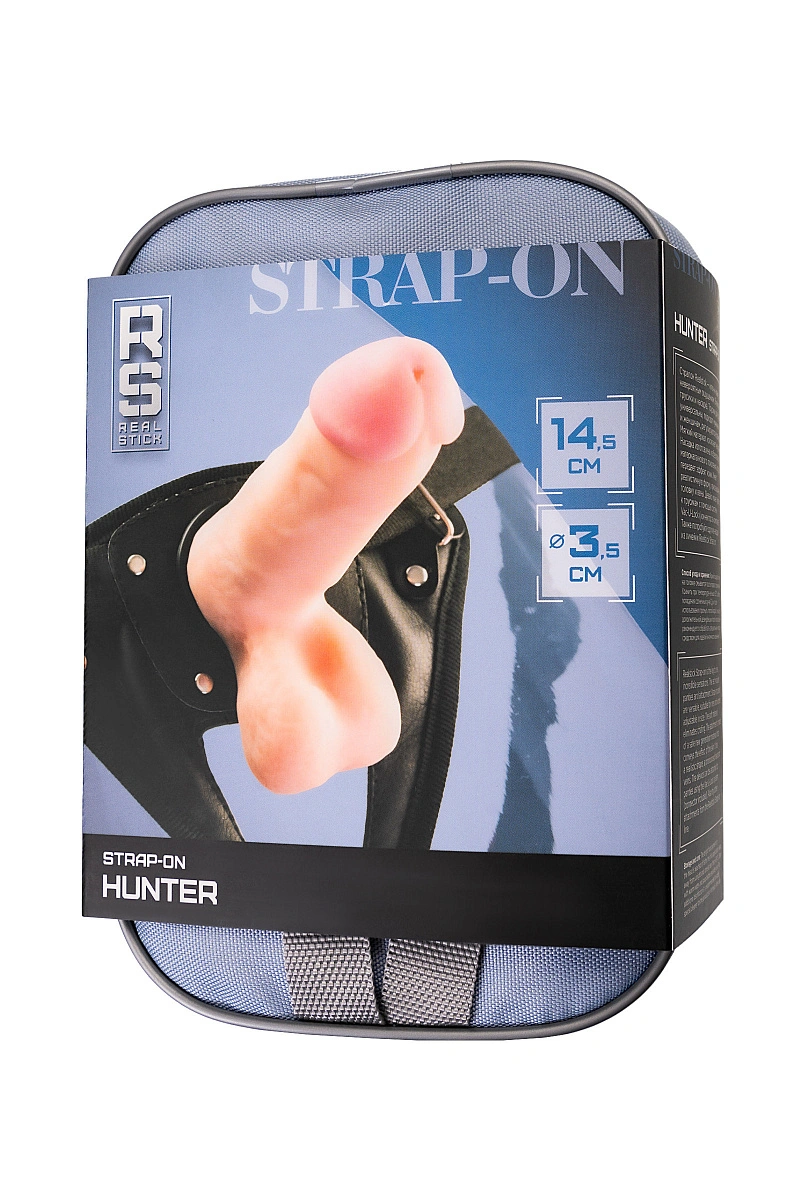 Страпон на креплении RealStick Strap-On Hunter, TPR, телесный, 14,5 см