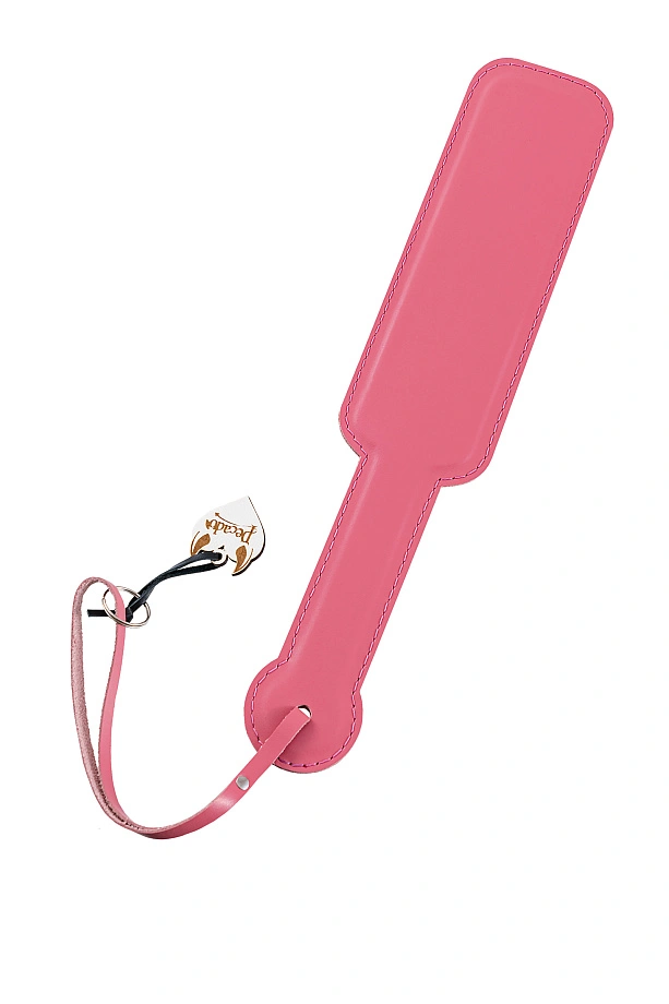 Паддл Pecado BDSM, твердый, натуральная кожа, пластик, розовый