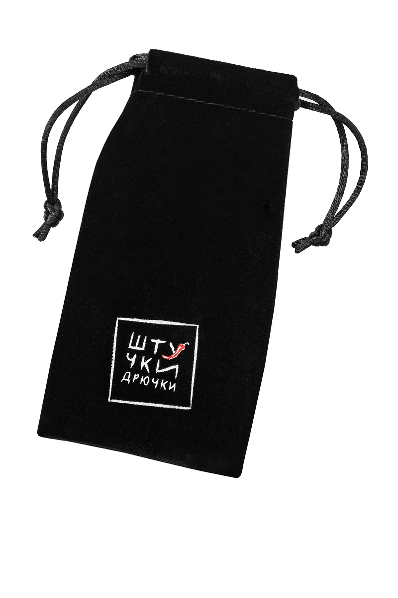 Мешочек бархатный с логотипом "Штучки-Дрючки" для втулок, черный, 6*13