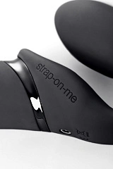 Безремневой нереалистичный страпон Strap-on-me с вибрацией, M, силикон, черный, 24,5 см