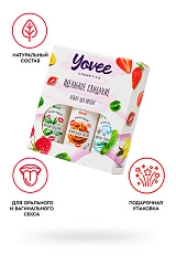 Набор гелей-смазок Yovee для любви вкусовой: мята, карамель и увлажняющий алоэ, 3х50 мл