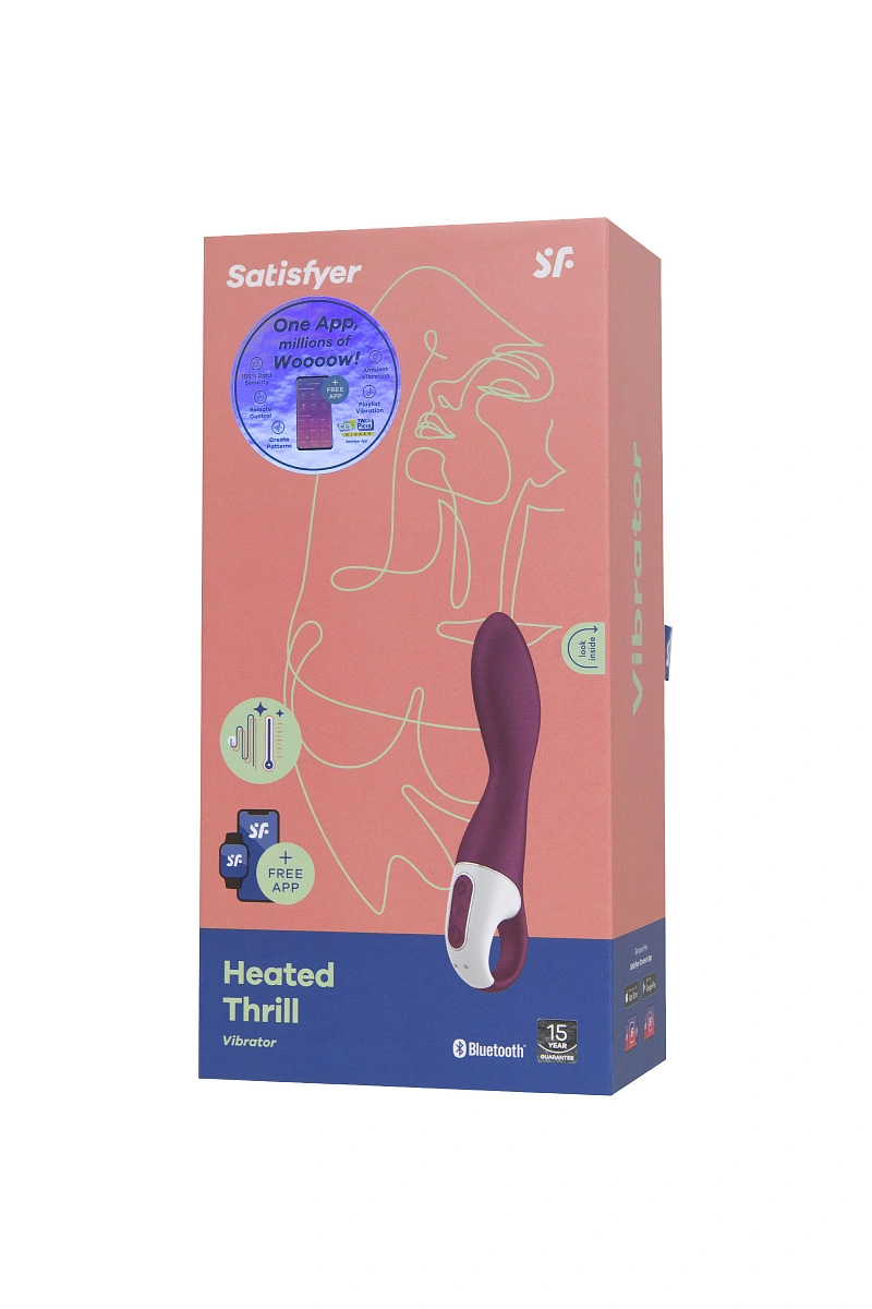 Вибратор с подогревом Satisfyer Heated Thrill Connect App, бордовый, 20,6 см