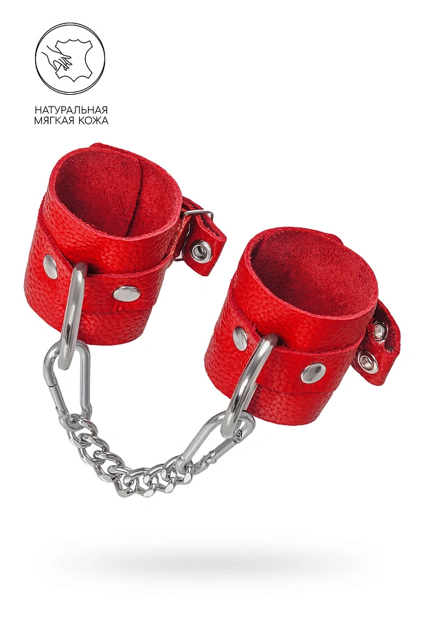 Наручники Pecado, мягкие с люверсами, натуральная кожа, красные