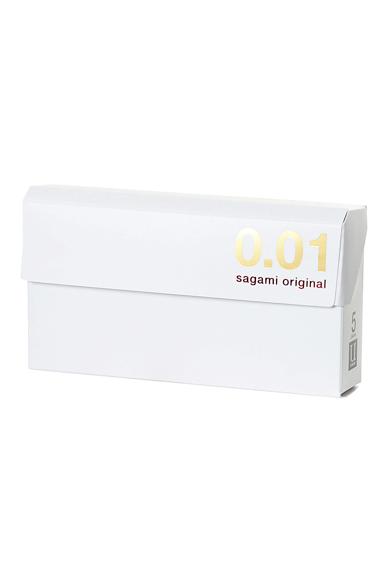 Презервативы Sagami, original 0.01, полиуретан, 17 см, 5,5 см, 5 шт.