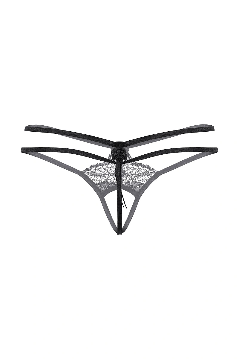 Стринги открытые с двойной резинкой SoftLine Collection, черный, S/L