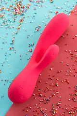 Нереалистичный вибратор Satisfyer Mono Flex Connect App, силикон, красный, 20,4 см.