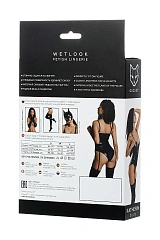 Боди Glossy KATHERIN из материала Wetlook на шнуровке, черное