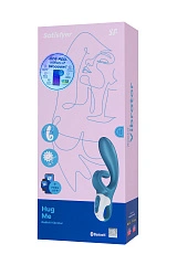 Нереалистичный вибратор Satisfyer Hug me Connect App, силикон, серо-голубой, 20,5 см