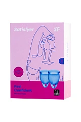 Менструальная чаша Satisfyer Feel Confident, 2 шт в наборе, силикон, синий