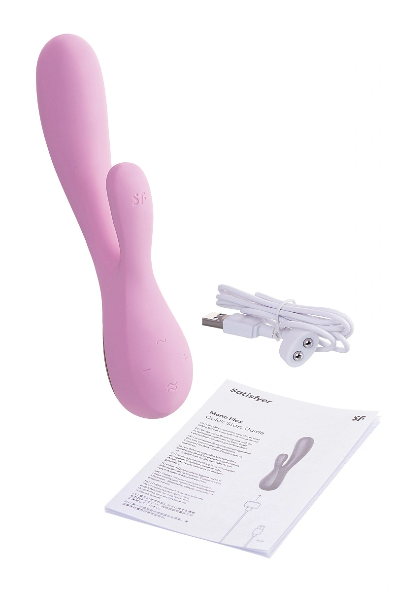 Нереалистичный вибратор Satisfyer Mono Flex Connect App, силикон, розовый, 20,4 см.