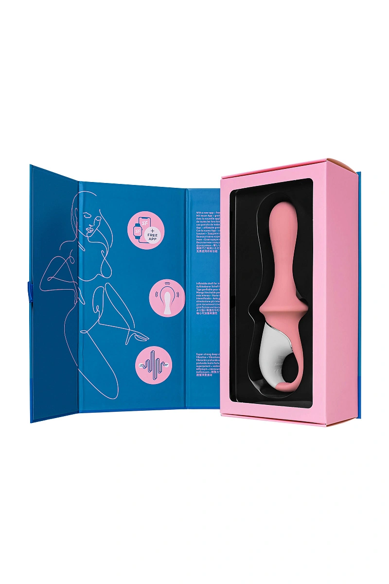Вибратор с расширением Satisfyer Air Pump Booty 5+ Connect App, силикон, розовый, 15 см