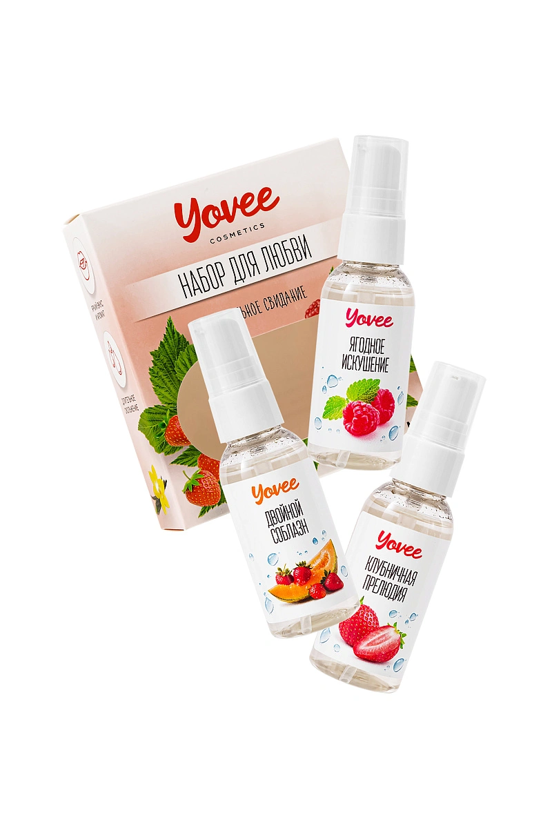 Набор гелей-смазок Yovee для любви (721004+721008+721010), вкус (клубн+клубн/дыня+малин/мята),3х50мл