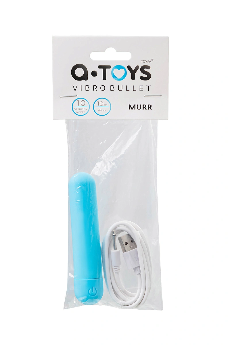 Вибропуля A-Toys by TOYFA MURR, силикон, голубой, 10 см